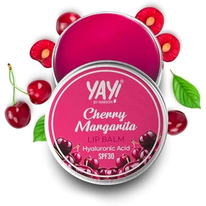 Nimson YAY! BY CHERRY MARGARITA LIP BALM, WITH HYALURONIC ACID WITH SPF 30, FOR MOISTURISED & NOURISHED LIPS, PROTECTS FROM SUN DAMAGE, FOR MEN AND WOMEN - 50G - Image 1